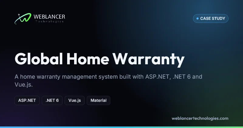 Global Home Warranty, built with ASP.NET, .NET 6, Vue.js, Material, Bootstrap